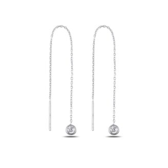 Сребърни висящи обици с Цирконий