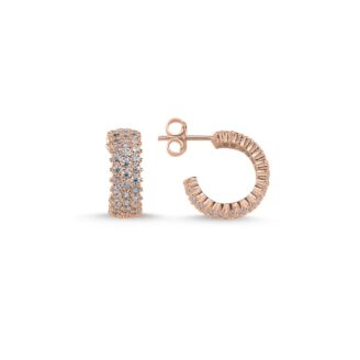 Сребърни обици (проба 925) три реда Цирконий