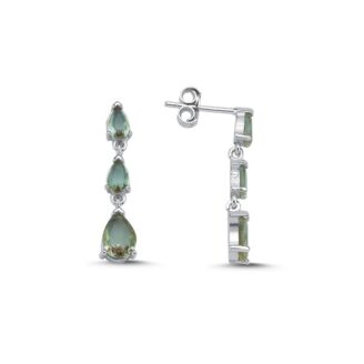 Сребърни Обици (проба 925) "Капки" Султанит