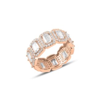 Сребърен пръстен (проба 925) "Карина" Розово злато