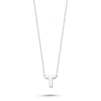 Сребърно Колие (проба 925) Буква "Т"