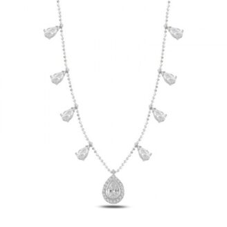 Сребърно колие (проба 925) "Бели Капки"